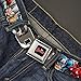 MARVEL AVENGERS MARVEL AVENGERS Logo Full Color Black/Red/White Seatbelt Belt - Marvel Avengers 4-Superhero Poses CLOSE-UP Webbing REGULAR