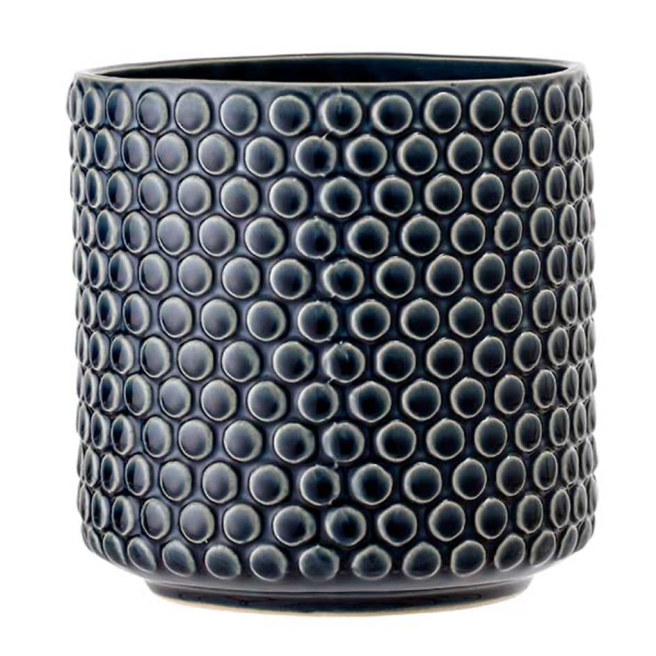 Nordring Ceramic Flower Pot Dotty - colorful Planter, Pot for plants, sukkulents Size L (15,5 cm ø) Dia 6'' H 6'', Stoneware, petrol