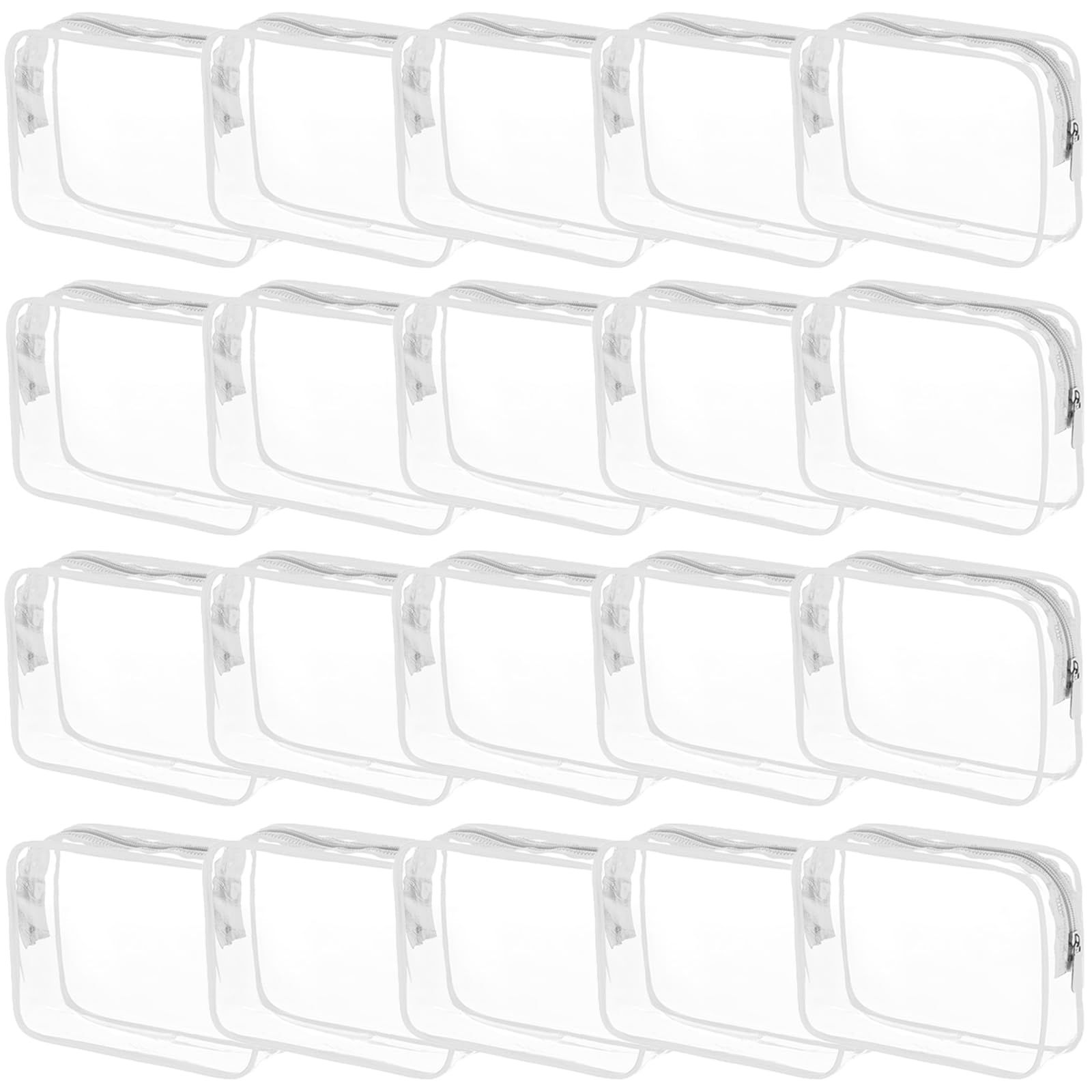 Photo 1 of 20 Pack Clear Cosmetics Bags for Women Men Waterproof Toiletry Bags PVC Makeup Bags Organizer Case with Zipper for Travel Bathroom (20 White(Large))