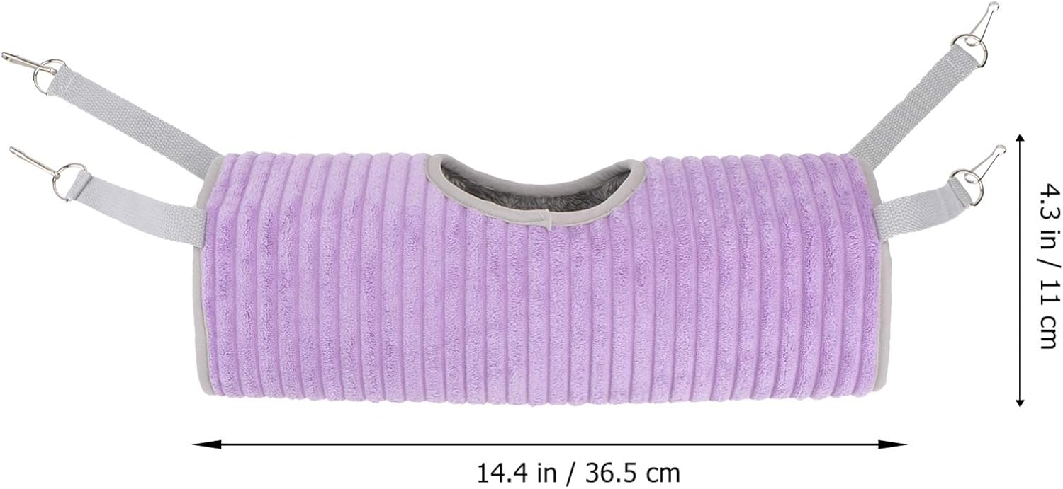Balacoo Hamster Tunnel Hammock Winter Warm Squirrel Hanging Bed Sleeping Bag Rat Ferret Tunnel Tube Toy Hamster House for Small Animal Pet Purple - Image 3