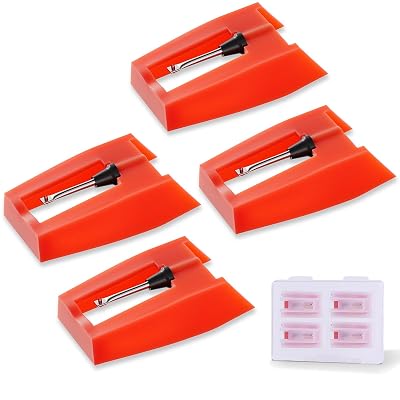 4 Pack Record Player Needle Replacement, Vinyl Record Needle, Easy to Install, Compatible Multiple Turntable Models Such as Crosley, Victrola, ION, Equipped with Ruby Tip, Provide High-quality Sound