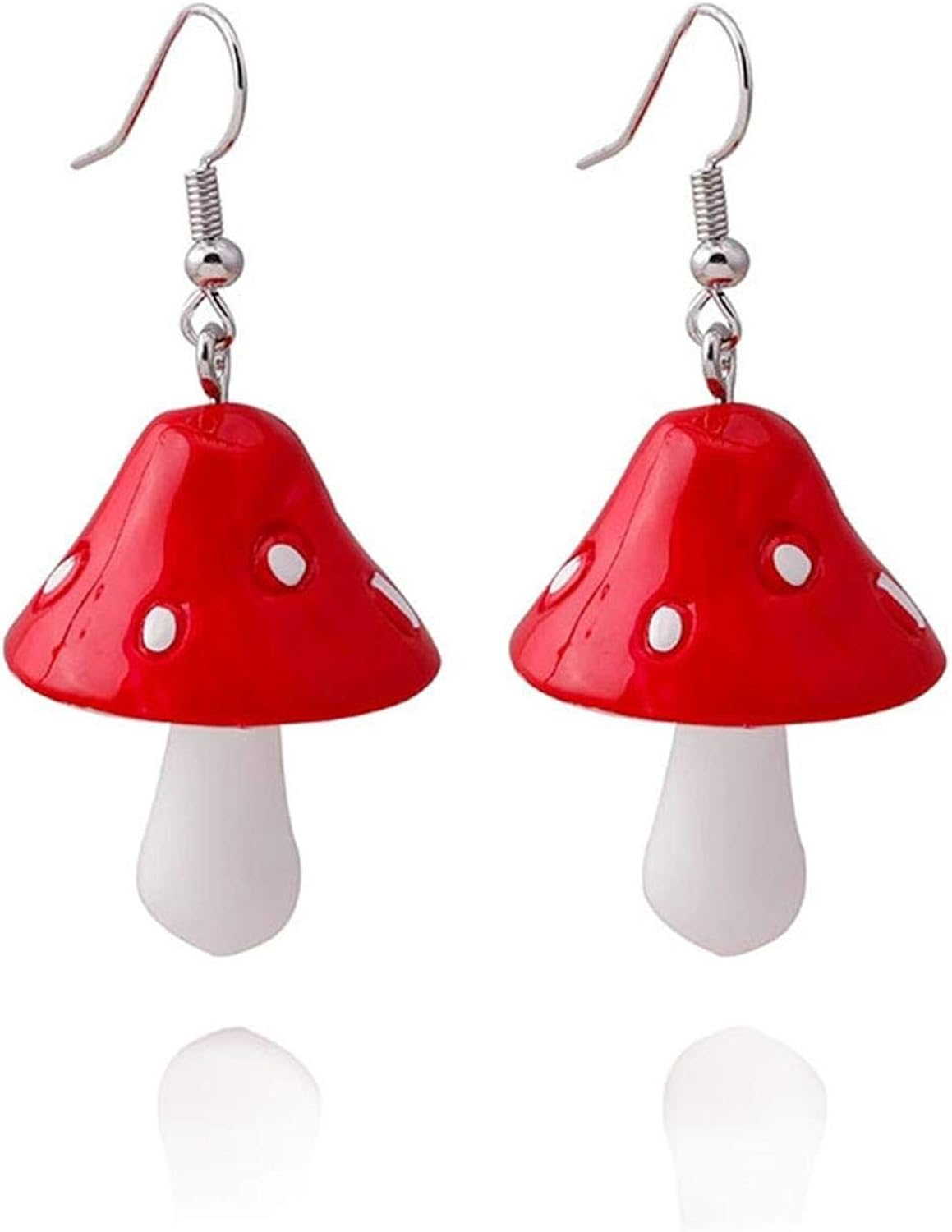 Handmade Colorful Mushroom Shape Dangle Earrings Sweet Fresh Chic Charm Mushroom Pendant Drop Earrings for Women Girls Funny Simulation Mushroom Food Earrings Jewelry