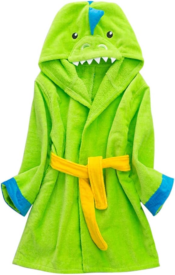 Boy's Bathrobes Girl's Sleepwear Hooded Beach Towels Towelling Dressing Gown 6-8 Years, Green