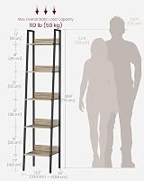 VASAGLE LLS109B50V2 5 Tier Narrow Ladder Shelf Camel Brown Ink Black view 6