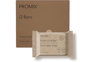 ProMix Nutrition Protein Puff Bars, 12-Pack - Chocolate Chip - Marshmallow Crispy Treat - Great Tasting & Healthy On The Go Snack - High Protein & Low Calorie - Non-GMO & Free From Gluten, Soy, & Corn