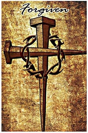 Religious Garden Flag Forgive Nail Cross With Crown Thorn Outdoors Flags Of Double Sided Waterproof And Fade Resistant Printed banners 12.5 X 18 Inch 100% Polyester