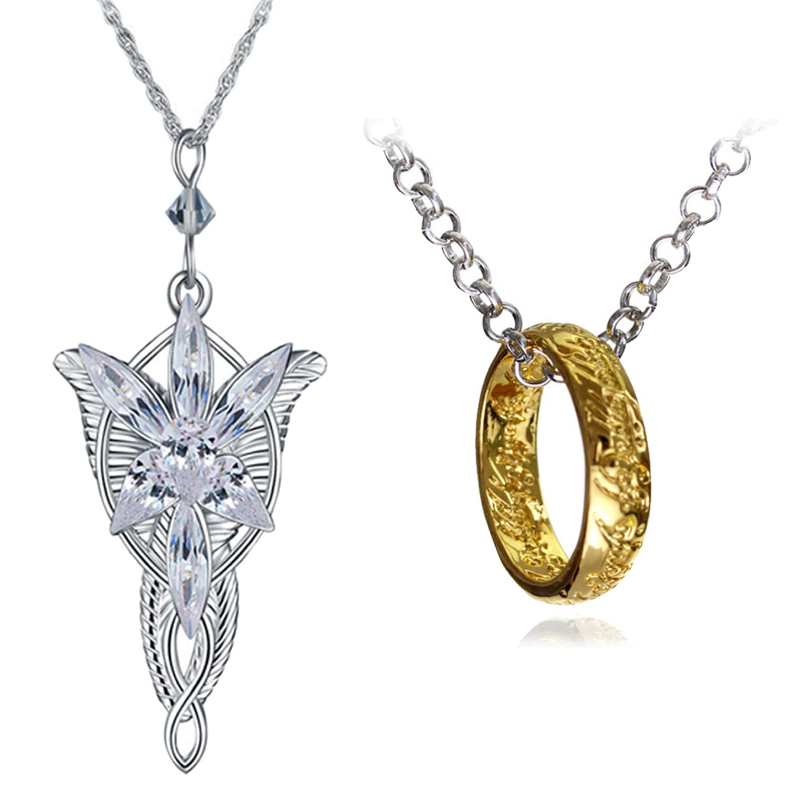 HJYZY 2 pcs Cosplay Elven Leaf Arag0 Arvven Even Pendant Necklace The Ring Pendant Necklace