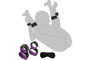 Bed Restraints Sex Bondage with Neck to Ankle/Thigh Cuff, Adjustable Sex Bondaged Restraints Set, BDSM Sex Toys for Couples S