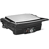 Amazon Basics Panini Press & Electric Indoor Grill with Temperature Control, Non-Stick Ceramic Plates, Black