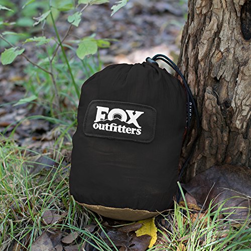 Fox Outfitters Neolite Single Camping Hammock - Lightweight Portable Nylon Parachute Hammock for Backpacking, Travel, Beach, Yard. Hammock Straps & Steel Carabiners Included