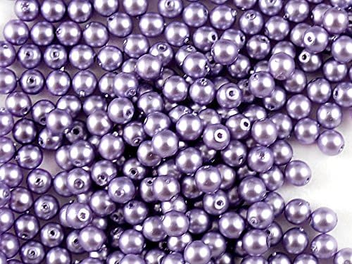 100pcs Czech Beads with a pearl coating ESTRELA Round 4mm Purple Matte