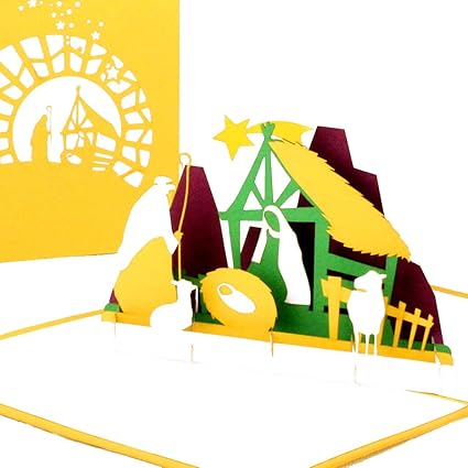 Stella Di Natale Per Presepe.Biglietto Di Natale Presepe Con Stella In Oro Elegante E Moderno 3d Pop Up Biglietto Con Busta Amazon It Cancelleria E Prodotti Per Ufficio