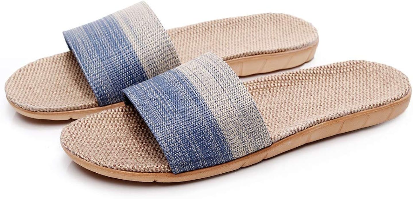 Amazon Zzhj メンズ スリッパ あらえる おしゃれ 夏用 コットン リネン ビーチ 抗菌 防臭 超軽量 滑り止め 通気 靴 サンダル ホーム スリッパ フリップ フロップ シューズ スリッパ ルームシューズ
