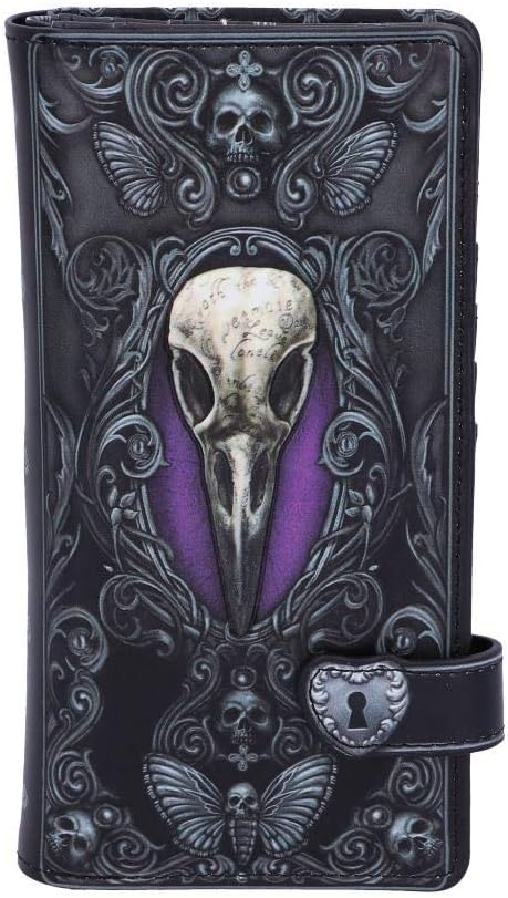 Nemesis Now B5117R0 Edgar Allen Poe Nevermore Raven Purse, PU, Black, 18.5cm