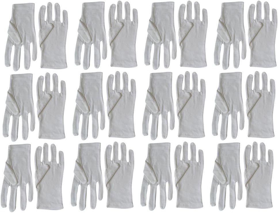 7dayshop White 100% White Gloves for Photo Film and Negative Handling, Vinyl Records, Stamps and Valuables - Set of 12 Pairs