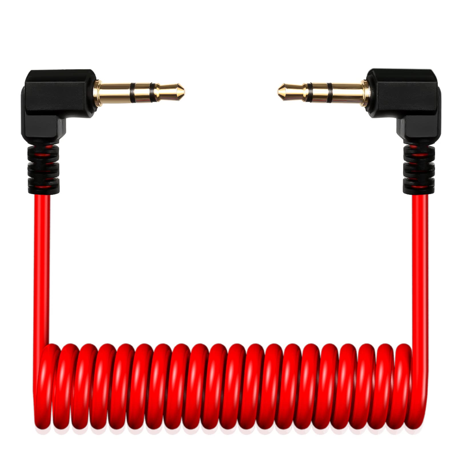 Photo 1 of COCOMK TRS Cable,3.5mm TRS to TRS Adapter Microphone Patch Cable,1/8 Aux Cord TRS Audio Converter Patch Cables,Cameras Coiled Live Streaming Mic Cord (Red)