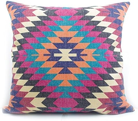 Diamond Pattern Kilim Print Cotton Linen Cushion