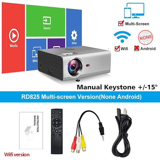 HWUKONG Mini proyector, corrección de distorsión Trapezoidal ...