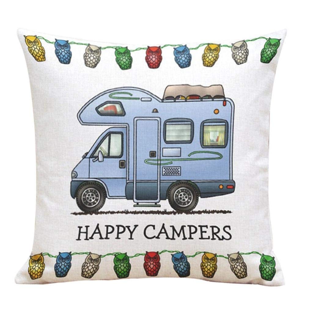 Happy Campers Throw Pillow Case Sofa Bed Decorative Cushion Cover 18 * 18“ F Portable and Useful