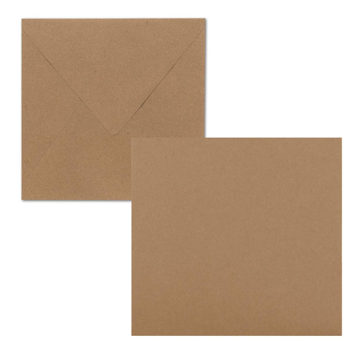 FarbenFroh® by Gustav Neuser® Pack of 50 Plain Square Cards 15 x 15 cm with Envelopes in Sand Brown for Greeting Cards etc.