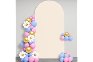 UNIGRAINFLOR 6.6 FT Arch Backdrop Cover, Beige Arch Cover, Spandex Fitted Wedding Arch Covers Stretchy Backdrop, Chiara Backdrop Stand Covers for Baby Shower Birthday Balloon Arch Decor Beige