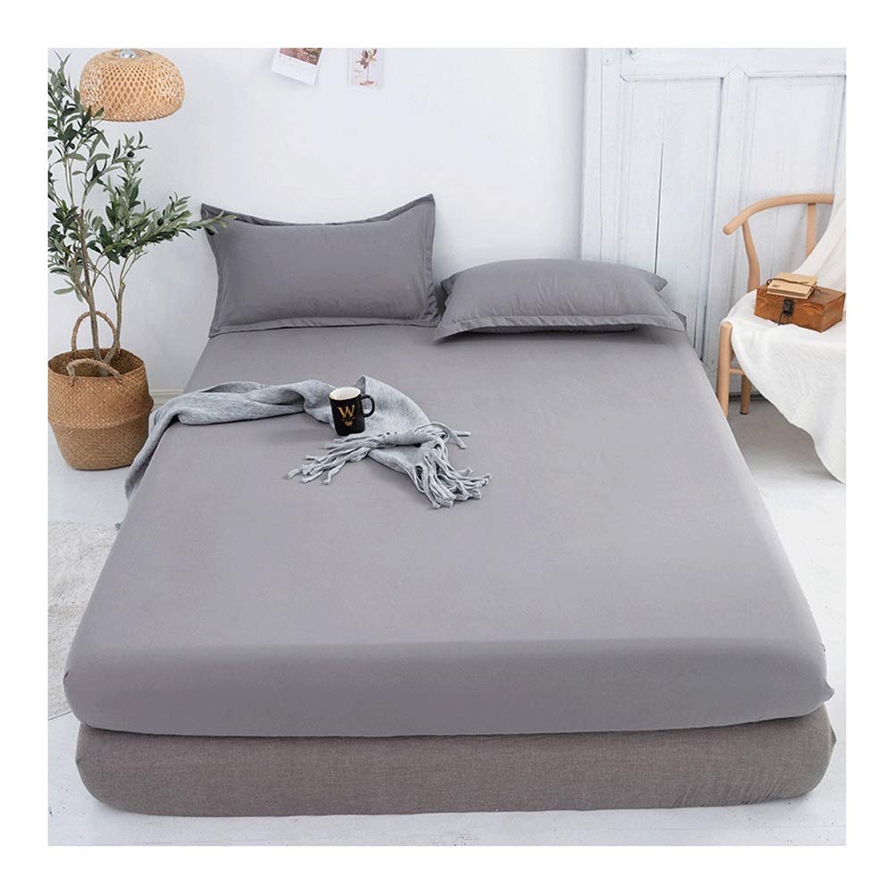 Queen Fitted Sheet Only Soft Polyester Microfibre Adults king Fitted Bottom Sheet Fits Up 0-20cm Deep Mattress Bed Sheets Fade Resistant (Color : Silver gray, Size : Queen)