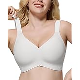 HORISUN Bra for Women No Underwire Seamless Wireless Bras with Support Lift Full Coverage Support Bralette (White Small Plus)