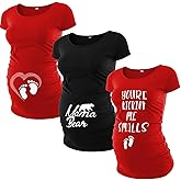 Pack of 3 Maternity Shirts for Women - Casual Graphic Pregnancy Announcement Shirt for Mom to Be