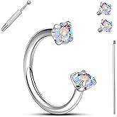 limerencia Horseshoe Nose Rings - 18G Titanium Cubic Zirconia Nose Ring,Half Hoop for Women Men, Septum Lip Rings Cartilage Helix Tragus Daith Earrings, Piercing Jewelry
