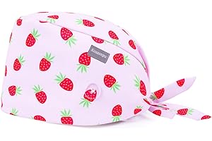Kousenpu Scrub Caps for Women, Adjustable Women's Surgical Cap with Buttons, Breathable Cute Design for Nurses and Doctors