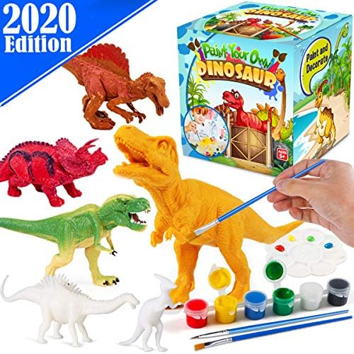 FunzBo Kids Crafts and Arts Set Painting Kit – Dinosaurs Toys Art and Craft Supplies Party Favors for Boys Girls Age 4 5 6 7 Years Old Kid Creativity DIY Gift Easter Paint Your Own Dinosaur Animal Set