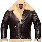 B3 Bomber Jacket Men Aviator Real Shearling Sheepskin Leather Winter Jacket