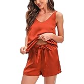 Denis Lora Satin Pajama Set for Women Camisole Tops Silk Shorts Sleepwear Sets Sexy Lingerie Nightwear 2 Piece Pjs