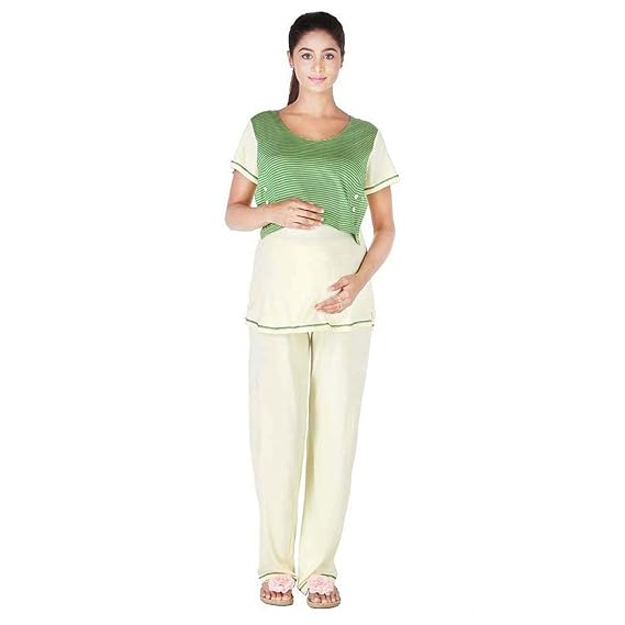 Women's Cotton Cream Nursing Pyjama Set