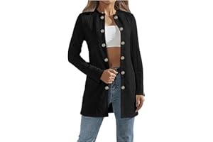 BAWILOM Womens Long Blazer Jacket Dressy Elegant Double-Breasted Open Front Cardigans Casual Solid Color Business Coats Suit