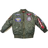 CORIRESHA Kids Bomber Jacket Full Zip Badge Thermal Jacket with Pockets