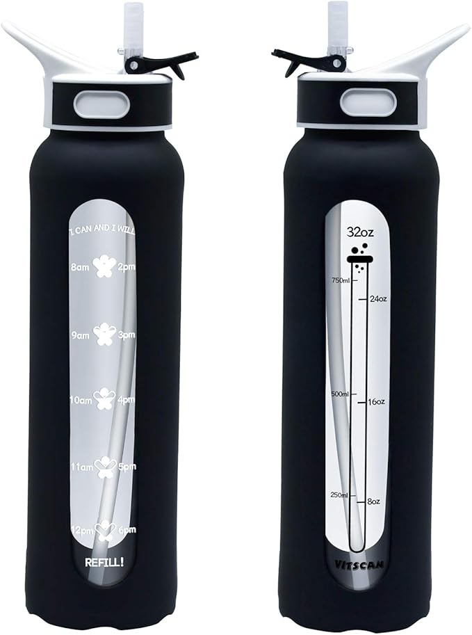 32 Oz Glass Water Bottle With Silicone Sleeve