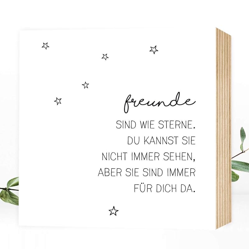 Wunderpixel® Holzbild Freunde sind wie Sterne 15x15x2cm zum