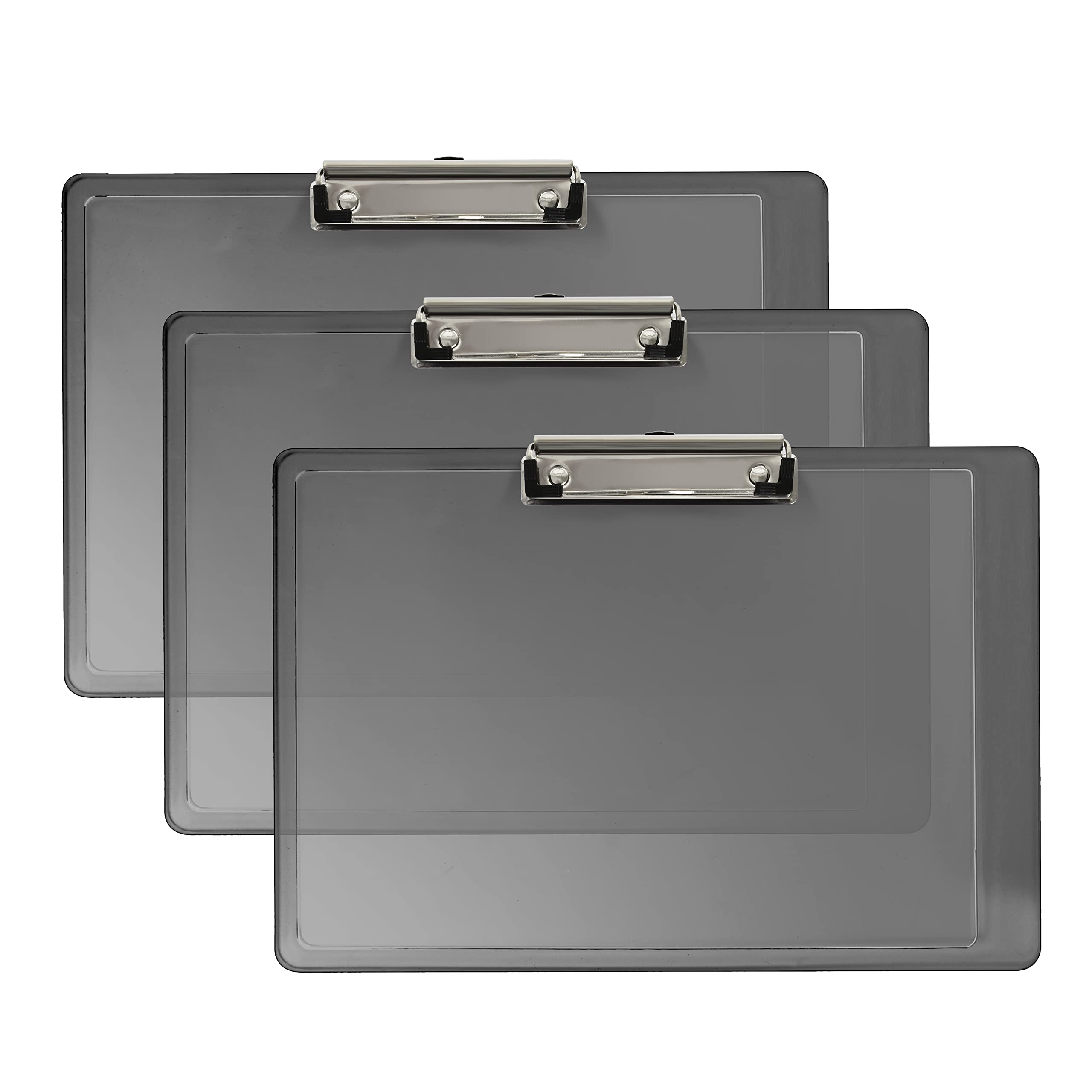 Acrimet Clipboard Landscape Letter Size A4 (23 cm x 34 cm) Low Profile Clip (Plastic) (Smoke Color) (3 Pack)