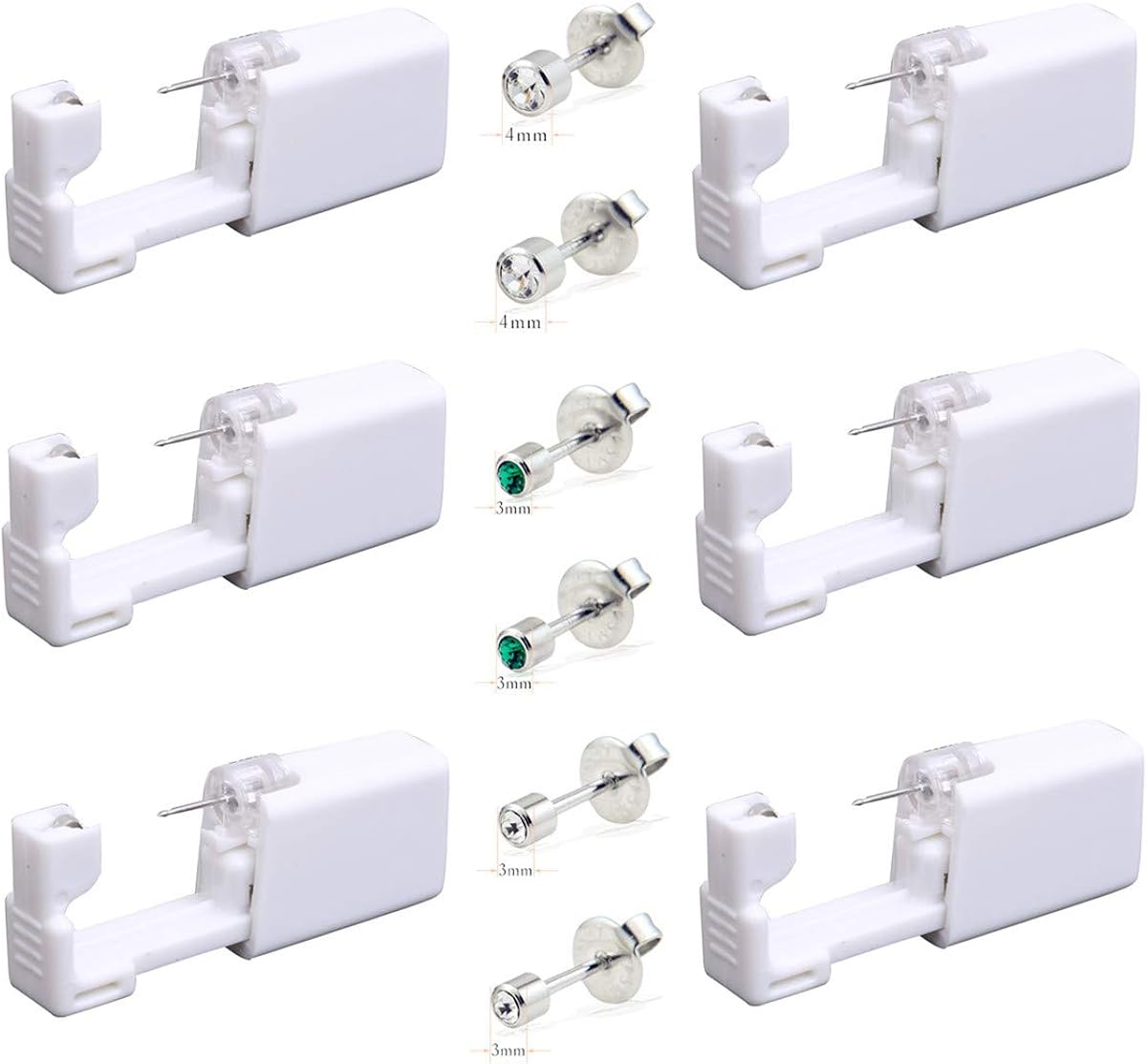 6Pcs Disposable Ear Piercing Gun with Ear Studs No Pain Safety Ear