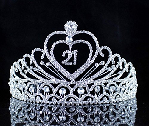 Janefashions 21-YEAR-OLD BIRTHDAY PARTY AUSTRIAN RHIESTONE TIARA CROWN HAIR COMBS T989 SILVER
