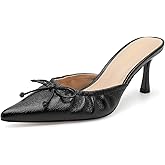 Kitten Heels for Women Dressy Pointed Toe Bow Heeled Sandals Vintage Mules Sexy Stiletto Heel Casual Pumps Shoes