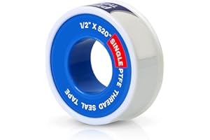 SUPPLYGIANT Supply Giant Plumbers PTFE Tape 1/2" W x 520" L Pipe Thread Tape, High Density Thread Sealant Tape Water Seal Plumbing Tape for Shower Head, Pipes, Gas Lines, Leak Prevention