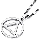 vicima Sobriety Necklace for Men Stainless Steel AA Recovery Triangle Necklace Sobriety Gifts for Men