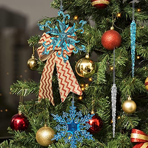 VGOODALL 36PCS Christmas Snowflake Icicle Decorations,Gradient Color Snowflake Icicles Ornaments Set Acrylic Christmas Ornaments for Christmas Tree Outdoor Party Decoration Craft Projects