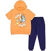 Bluey Hooded T-Shirt and Fleece Jogger Pants Outfit Set Toddler to Big Kid Sizes (2T - 10-12)