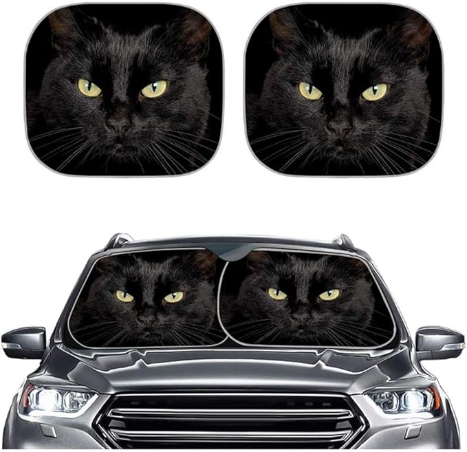 Amzbeauty Black Cat Car Sun Shade Custom Windshield