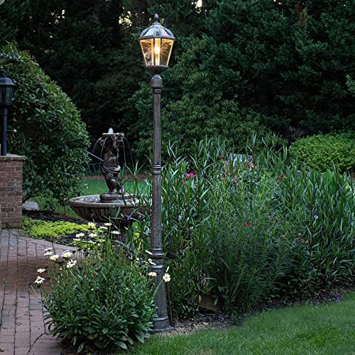 Gama Sonic Solar Outdoor Lamp Post Light, Weathered Bronze Aluminum
