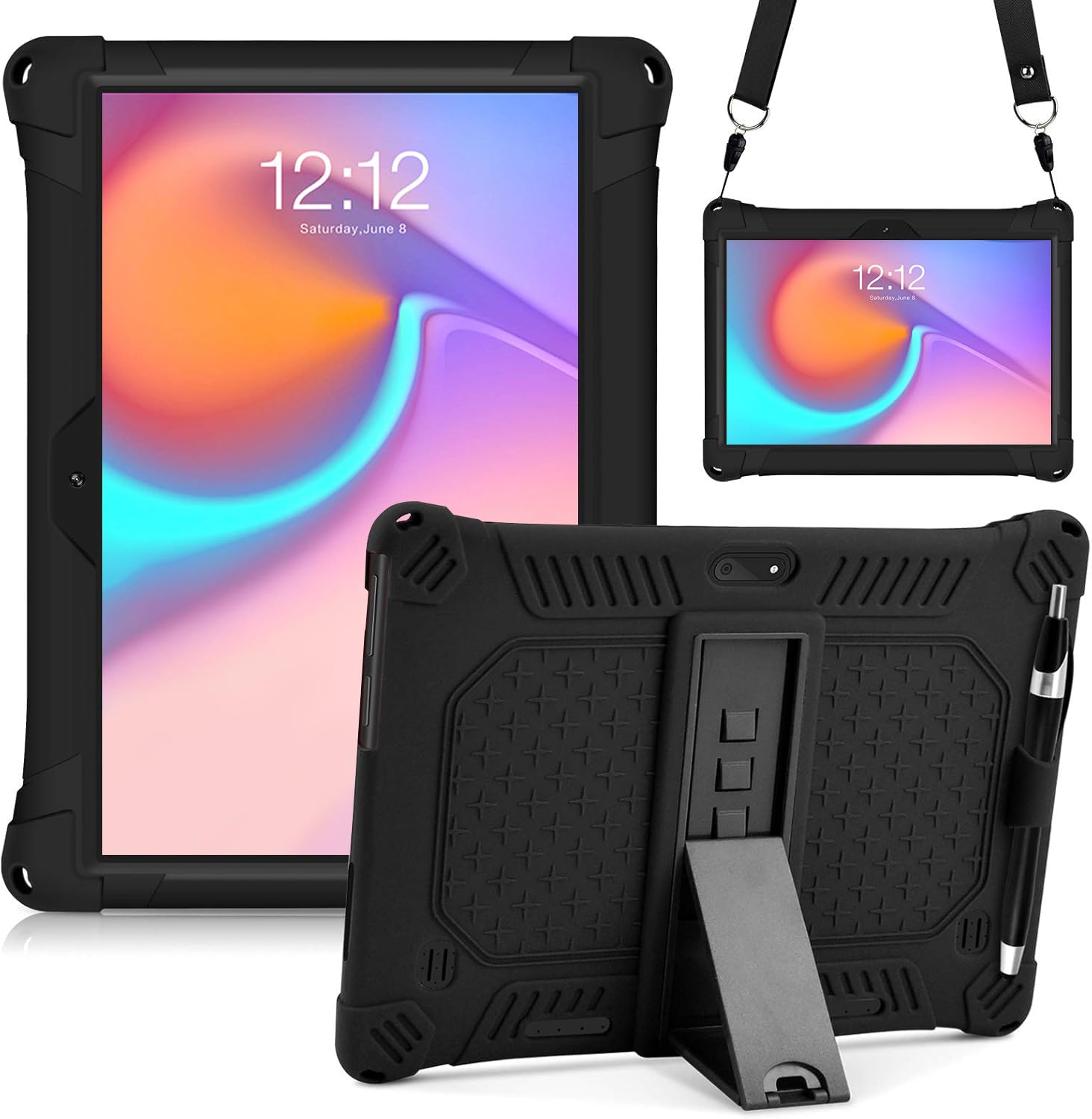 KATUMO Universal Case for 10 inch tablet, Case for AXETOP 10 Inch/Padgene 10.1/ Veidoo/PRITOM Tablet 10 /TOSCiDO Tablet 10 /QIMAOO 10.1 /YITAOERA 10.1,with Stylus Pen Shoulder Strap