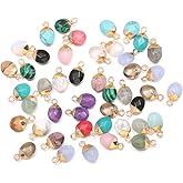 LHJ Natural Stone Pendants Faceted Grape Shape Mix Stone Agate Crystal Turquoise Stone Charms for Jewelry Making Necklace Earrings 10 Pcs